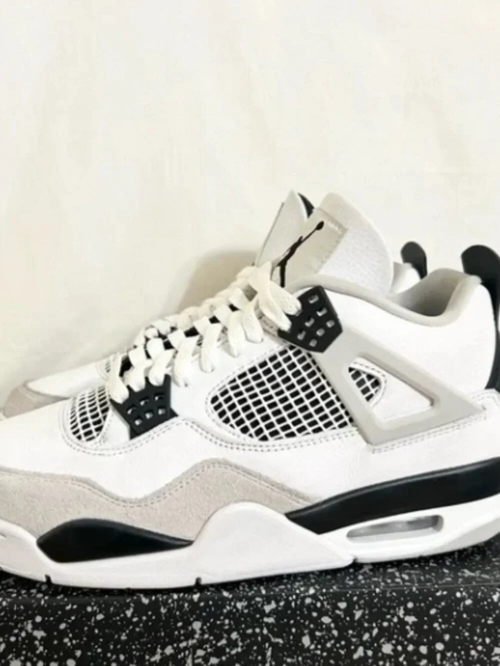 Air Jordan 4 Military Black Retro Mens White Sneakers